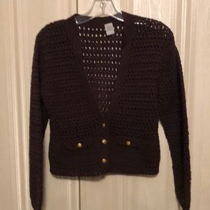 🌺Brown crocheted short sweater.